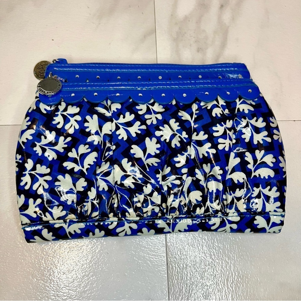 VERA BRADLEY frill Twice as Nice Cosmetic Clutch Blue Lagoon blue white